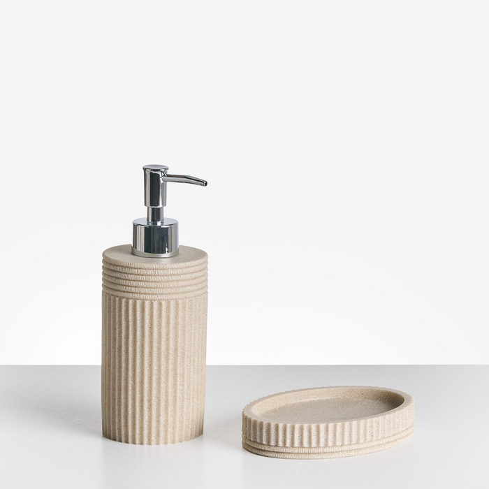 Beliani - HUARMEY - Badkameraccessoireset - Lichtbeige - Polyresin