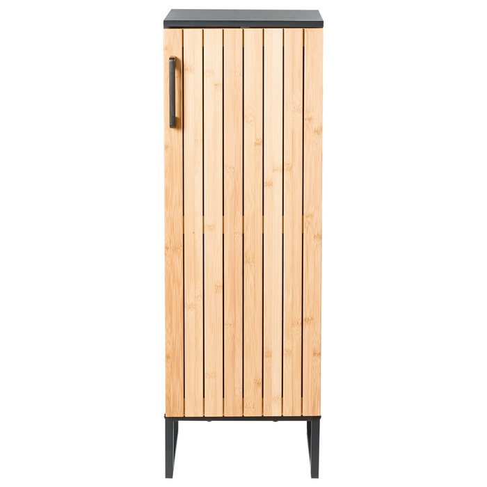 Beliani-MISCANTI-Badkamerkast-Lichtbruin|Zwart-30 x 90 cm-Bamboehout