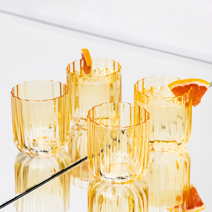 Tumbler Gaia | Set van 4 | whiskeyglas | 35cl | drinkglas | oker