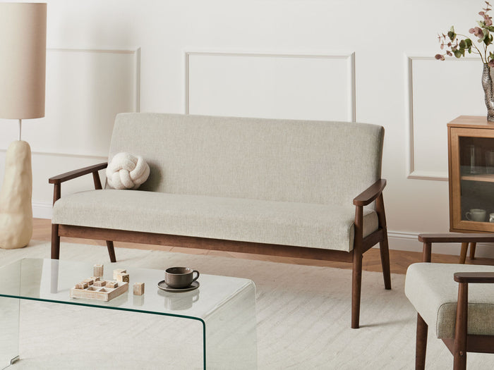 Beliani - ESRUM - Driezitsbank - Grijs|Donkerbruin - Polyester