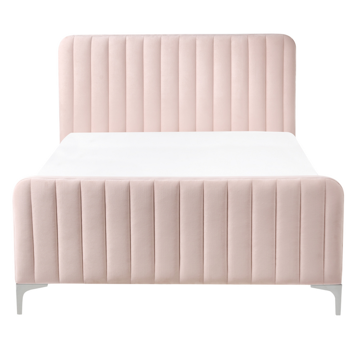 Beliani - LUNAN - Bed - Pastelroze - 120 x 200 cm - Fluweel