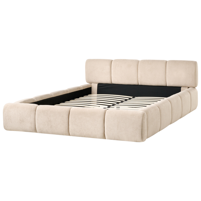 Beliani - ORVILLE - Tweepersoonsbed - Taupe - 160 x 200 cm - Polyester