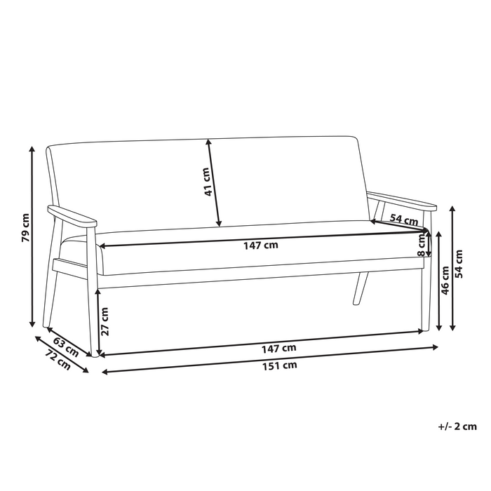 Beliani - ESRUM - Driezitsbank - Grijs|Lichtbruin- Polyester