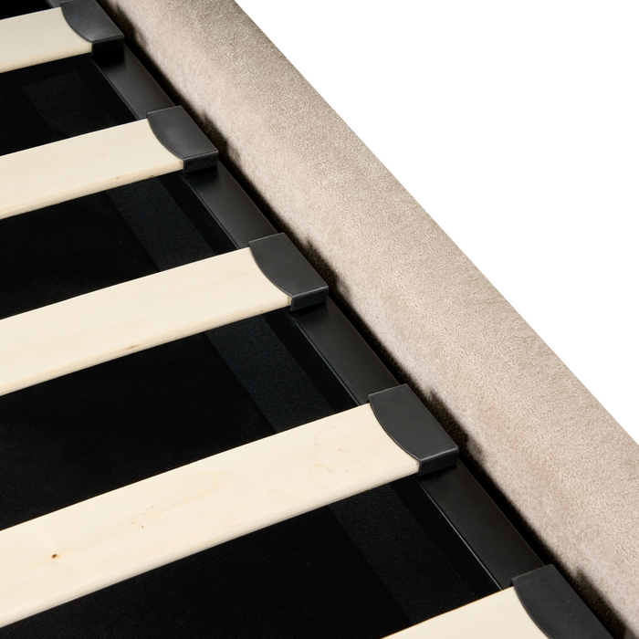 Beliani-BERNAY-Bed met opbergruimte -Taupe-160 x 200 cm-Polyester