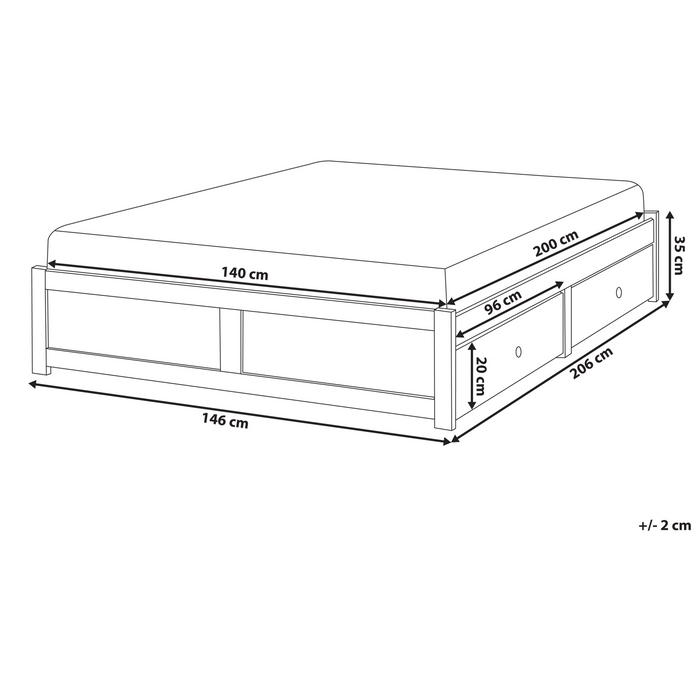 Beliani - BRUX - Bed met opbergruimte - Wit - 140 x 200 cm - Hout
