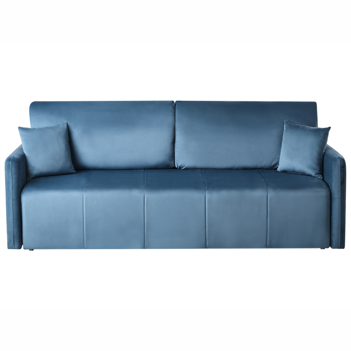 Beliani - EGGE - Driezitsbank - Blauw - Fluweel