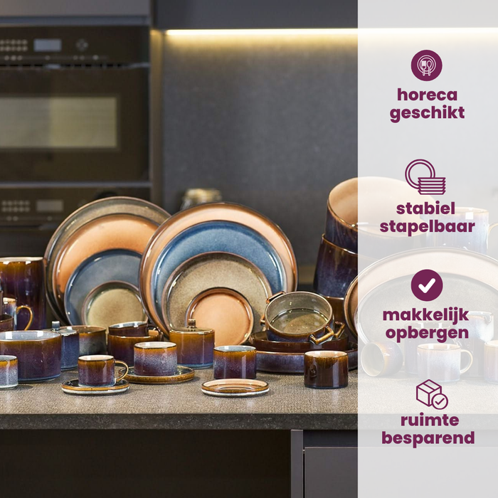 Cosy & Trendy Diepe Borden | Pastaborden - Quintana Blue ø 23 cm | H 4.3 cm - 4 Stuks