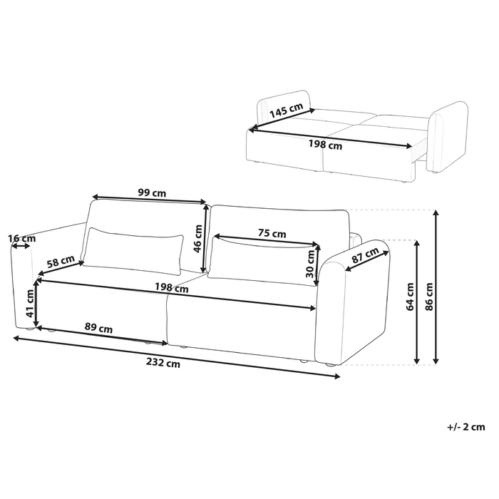 Beliani - VAXHOLM - Driezitsbank - Bruin - Bouclé