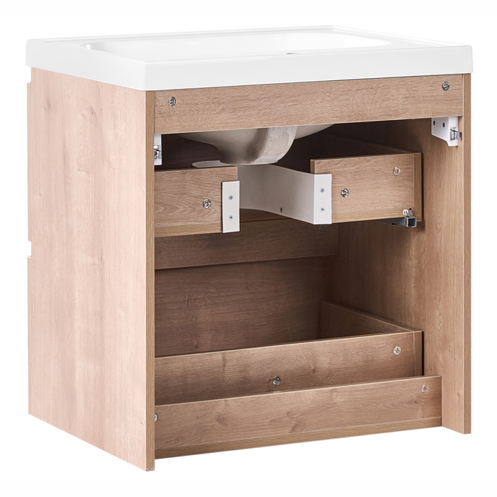 Beliani-LAGOA -Wandgemonteerd meubel met wasbak-Lichtbruin-60 cm-MDF