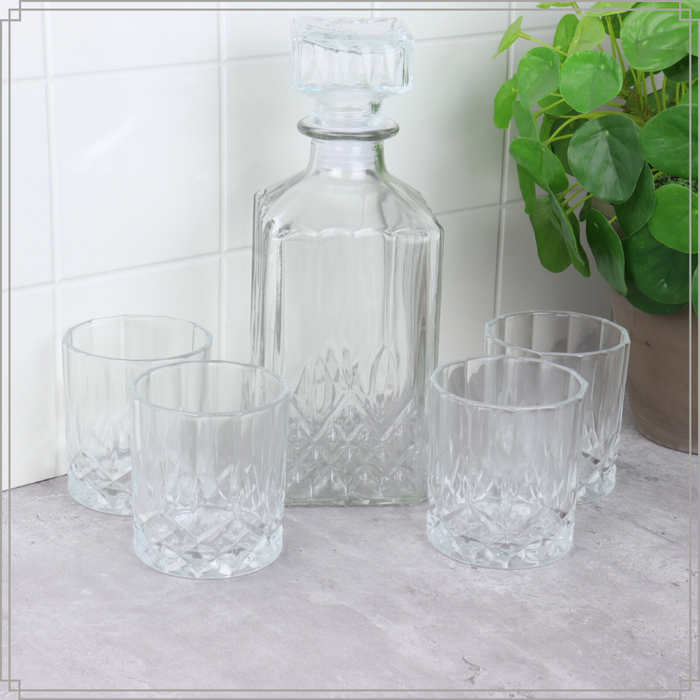 OTIX Whiskey Karaf 4 glazen 5-delig Transparant 900|230 ml Glas