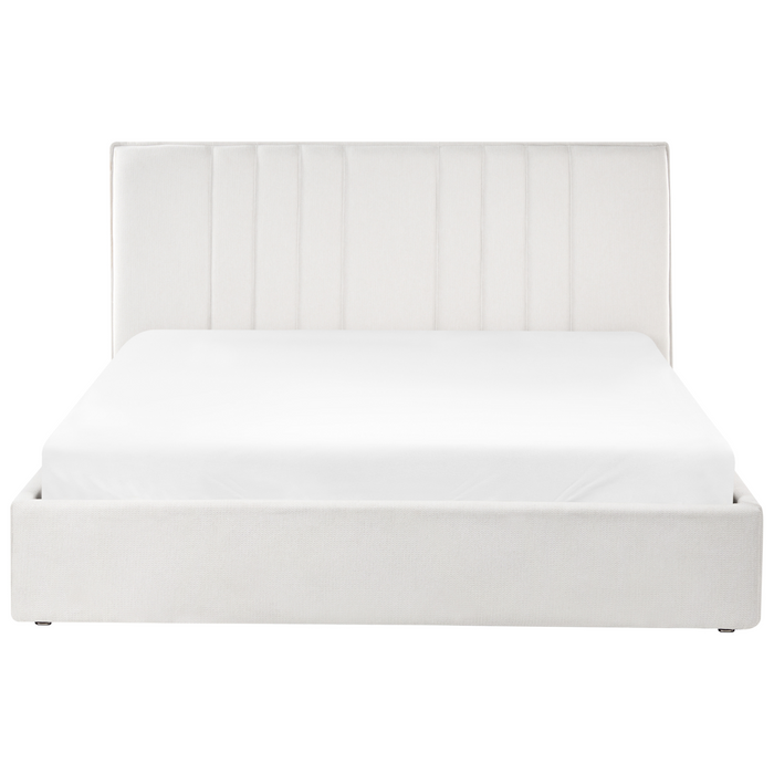 Beliani-TARASCON-Tweepersoonsbed-Lichtbeige-160 x 200 cm-Stof