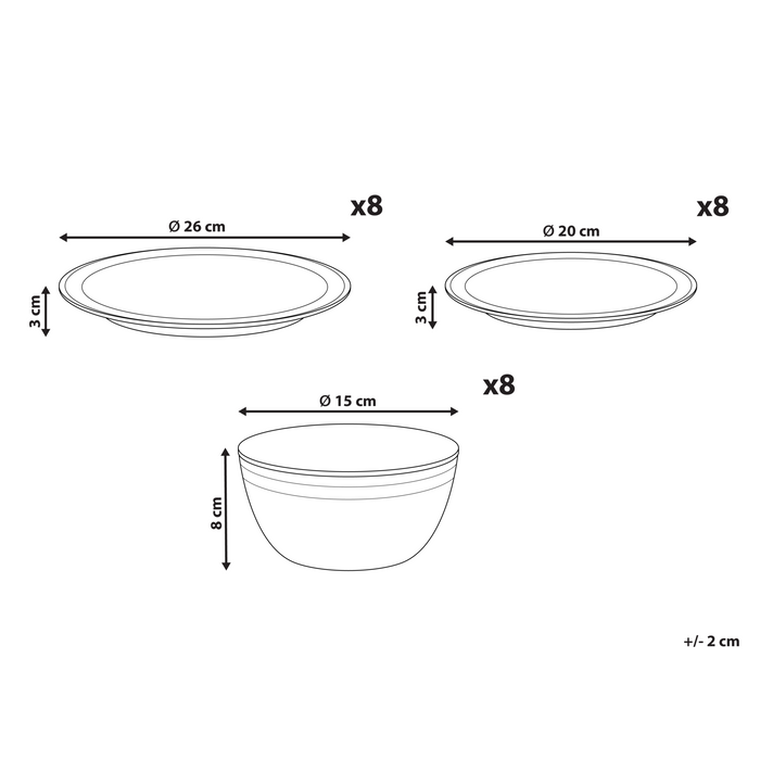 Beliani - CHIVES - Serviesset 24 delig - Lichtgrijs - Steengoed