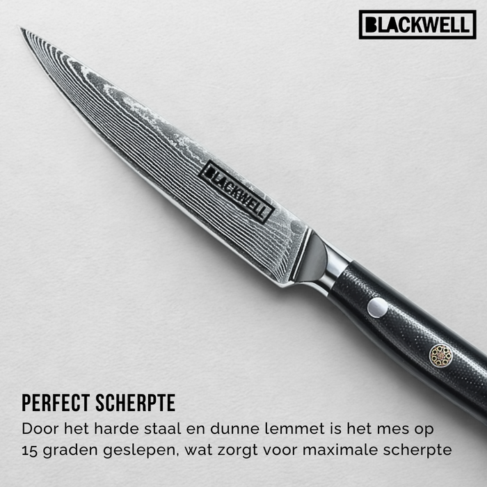 Blackwell Officemes Japanse stijl - 67 lagen damaststaal - VG10 - 12,5 cm