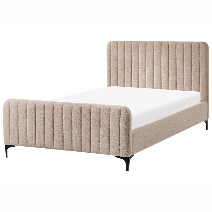 Beliani - LUNAN - Tweepersoonsbed - Beige - 120 x 200 cm - Bouclé