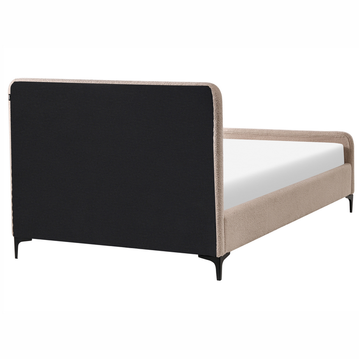 Beliani - LUNAN - Tweepersoonsbed - Beige - 120 x 200 cm - Bouclé
