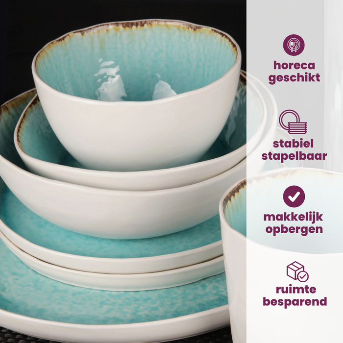 Cosy & Trendy Dinerborden Laguna Azzurro ø 27 cm - 4 Stuks