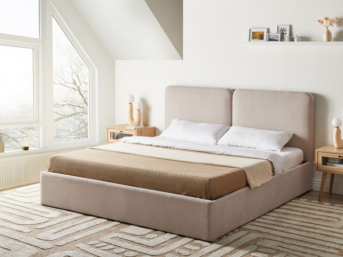 Beliani-ARBOIS-Bed met opbergruimte-Beige-180 x 200 cm-Polyester