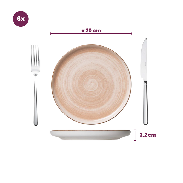 Cosy & Trendy Ontbijtborden | Dessertborden - Baltic Peach ø 20 cm - 6 stuks