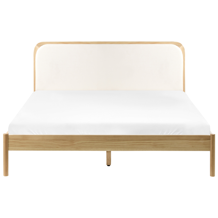 Beliani-DOSCHES-Tweepersoonsbed-Lichtbruin-160 x 200 cm-Grenenhout