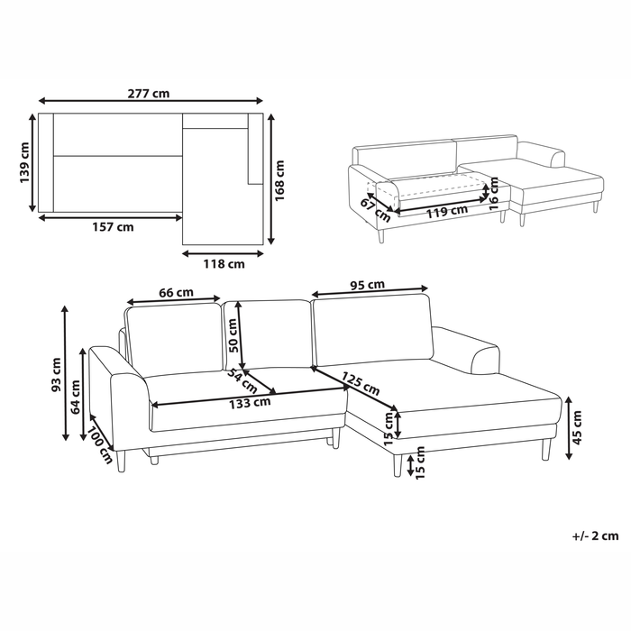 Beliani-NUBORG-Hoekslaapbank 3-zits-Taupe-Linkszijdig-Chenille