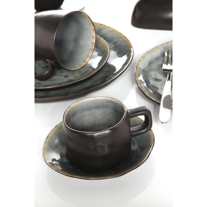 Cosy & Trendy Ontbijtborden | Dessertborden - Laguna Blue Grey - 20 x 16 cm - 4 Stuks