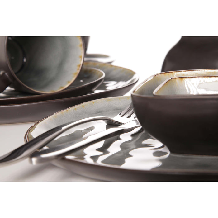 Cosy & Trendy Ontbijtborden | Dessertborden - Laguna Blue Grey - 20 x 16 cm - 4 Stuks