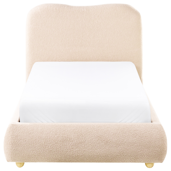 Beliani-BLAGNAC-Bed met opbergruimte-Lichtbeige-90 x 200 cm-Bouclé