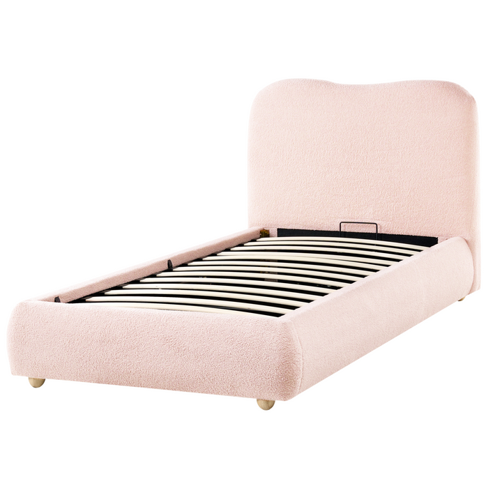 Beliani - BLAGNAC - Bed met opbergruimte - Roze - 90 x 200 cm - Bouclé