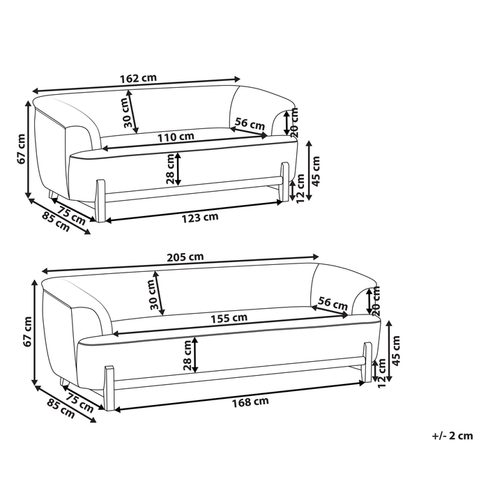 Beliani - ALNOR - Bankenset - Bordeauxrood - Chenille
