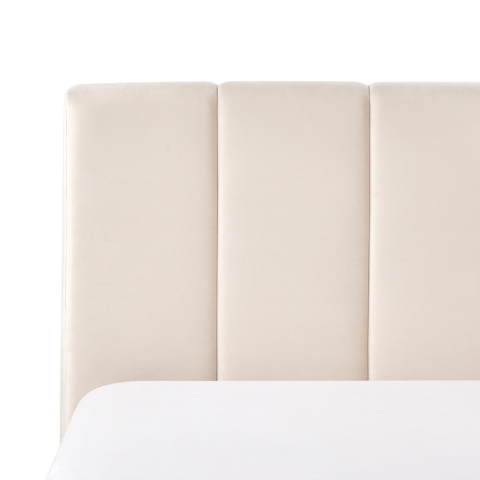 Beliani-DREUX-Bed met opbergruimte-Lichtbeige-160 x 200 cm-Fluweel