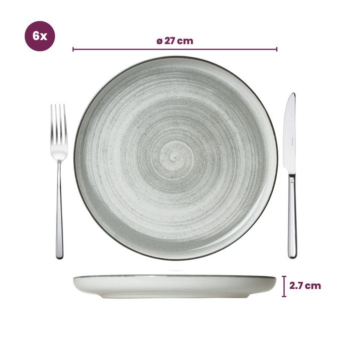 Cosy & Trendy Dinerborden Baltic Grey ø 27 cm - 6 stuks