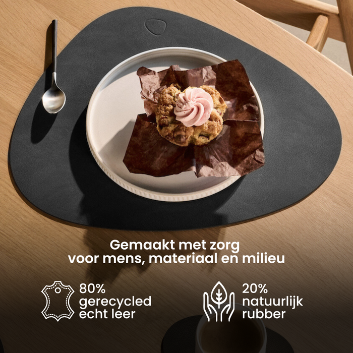 LIND DNA Onderzetters Nupo - Leer - Pastel Green - 13 x 11 cm - 4 Stuks