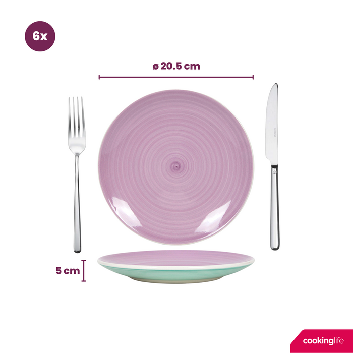 Cookinglife Serviesset Pastel Harmony 18-delig | 6 personen - 6 dinerborden, 6 ontbijtborden en 6 kommen