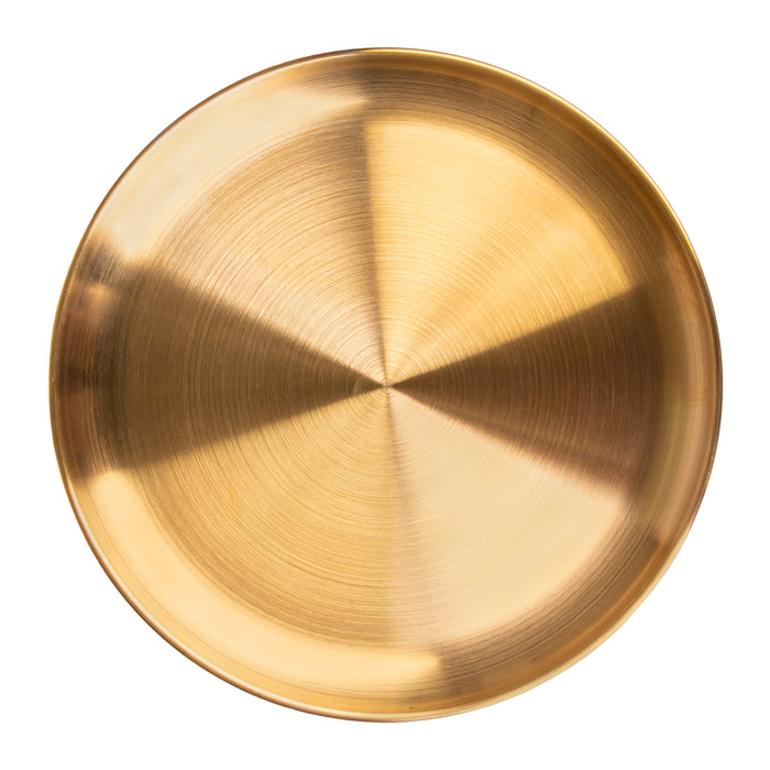 QUVIO Schaal op voet - Etagère - Metaal - Hout - 22x8 cm - Goud