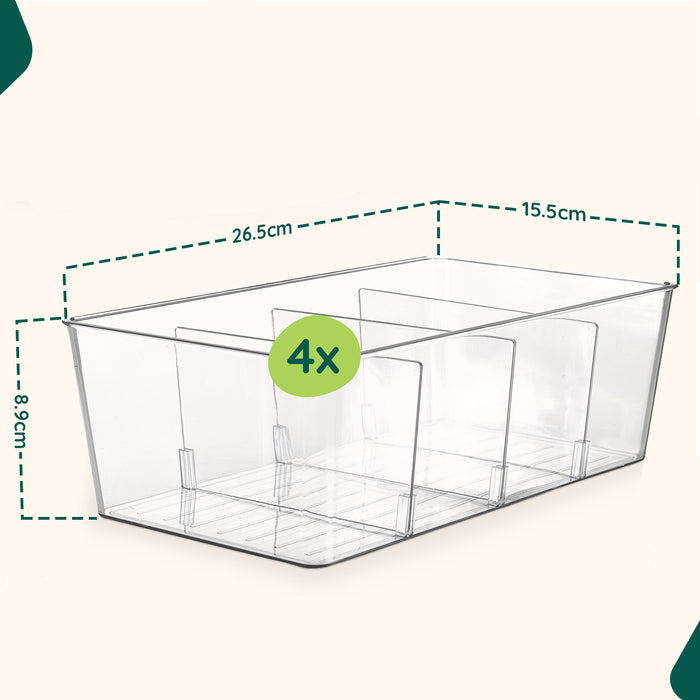XIVADA Koelkast Organizer Caro - Met dividers - PET - Set van 4