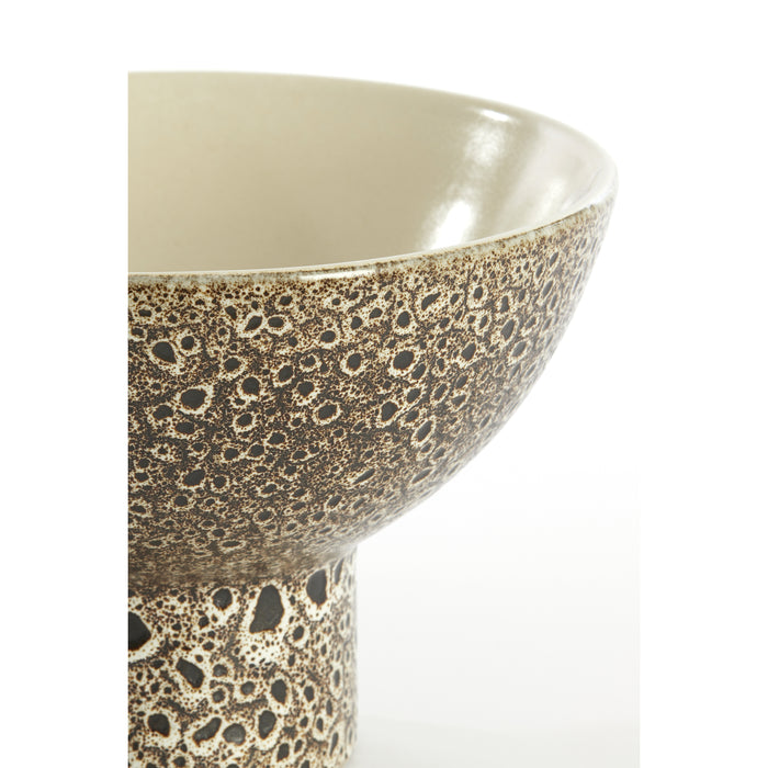 Light&living Schaal op voet Ø31,5x21 cm KAVALA keramiek crème+zwart