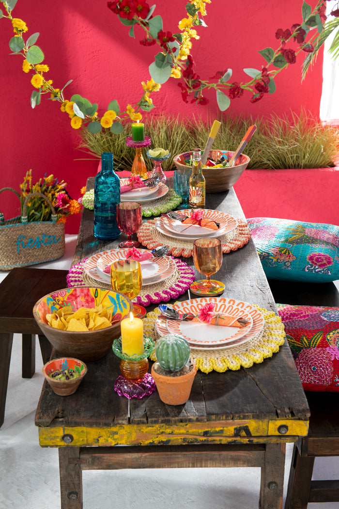 J-line wijnglas - plastic - geel - 6 stuks