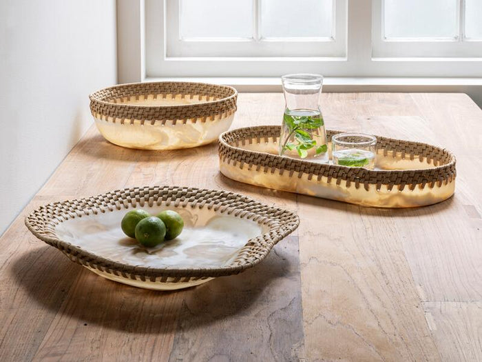 MUST Living Bowl Da Vinci OVAL,±8x51x26 cm, resin brown|white and s...