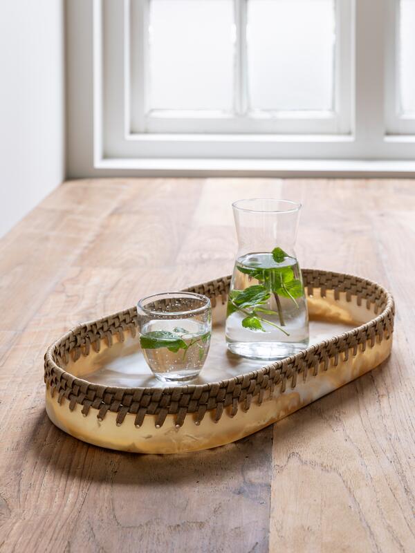 MUST Living Bowl Da Vinci OVAL,±8x51x26 cm, resin brown|white and s...