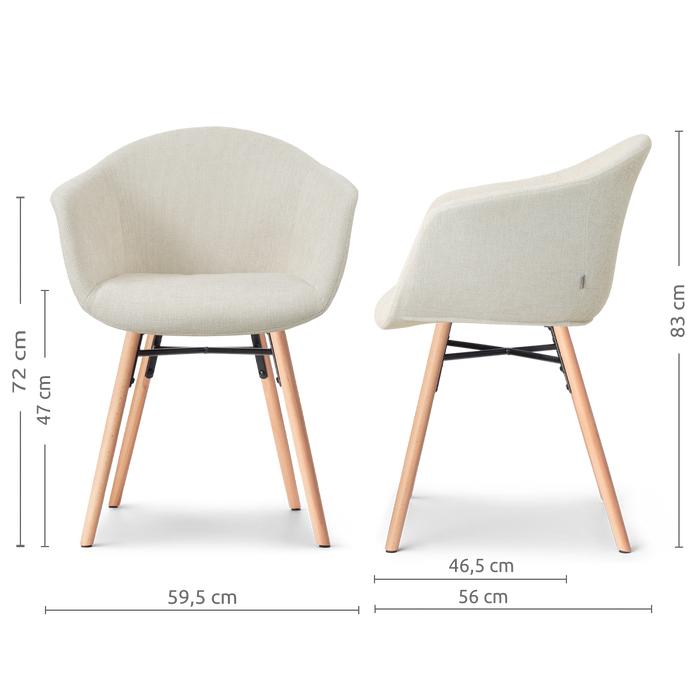 Nolon Nena-Otis Eetkamerstoel Cotton Beige - Armleuning - Stof