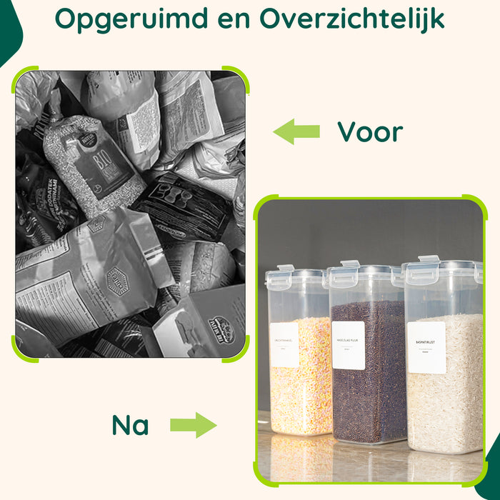 XIVADA Voorraadpot Ella - 2,5L - 192 stickers - Transparant - 4 stuks