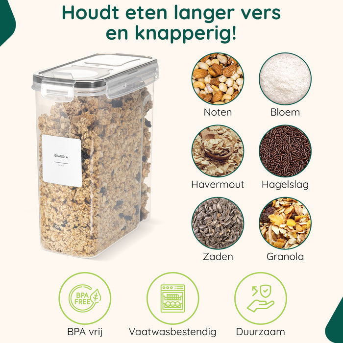 XIVADA Voorraadpot Ella - 2,5L - 192 stickers - Transparant - 4 stuks