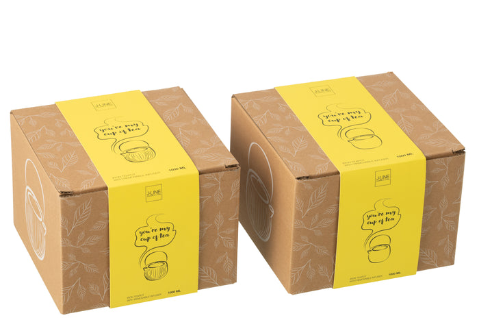 J-Line theepot - metaal - geel - 2 stuks