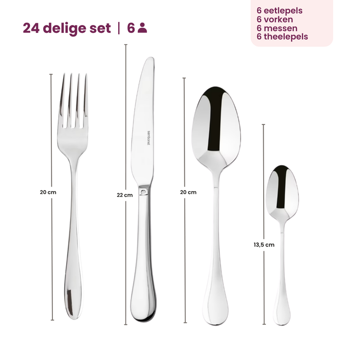Sambonet Bestekset Bloom - Antique RVS - Monoblock - 24 delig | 6 personen