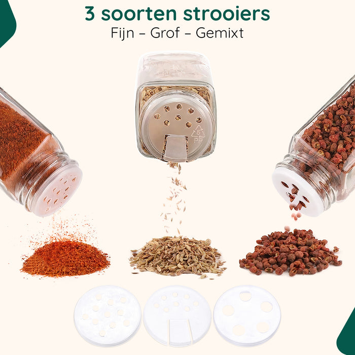 XIVADA Kruidenrek met 24 potjes - Organizer lade liggend - Met labels