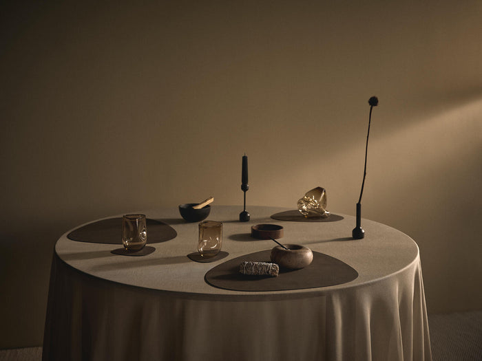 LIND DNA Placemats Nupo - Leer - Black - Curved - 44 x 37 cm - 2 Stuks