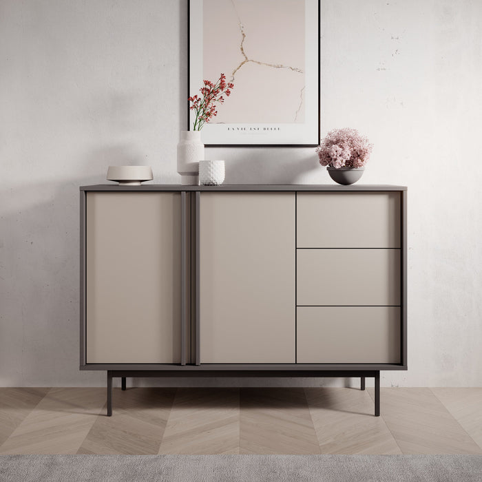 Meubella - Antigo - Dressoir - Beige|Antraciet - 123x43x87 cm