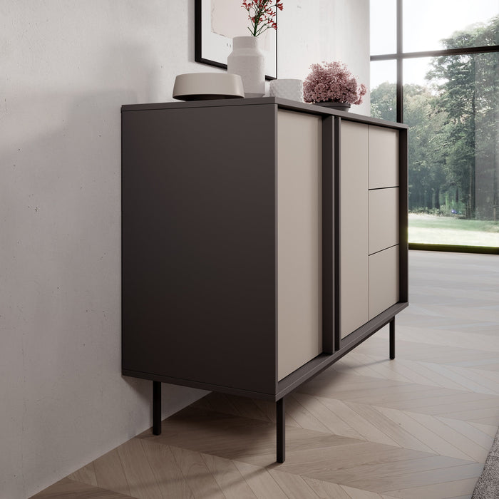 Meubella - Antigo - Dressoir - Beige|Antraciet - 123x43x87 cm