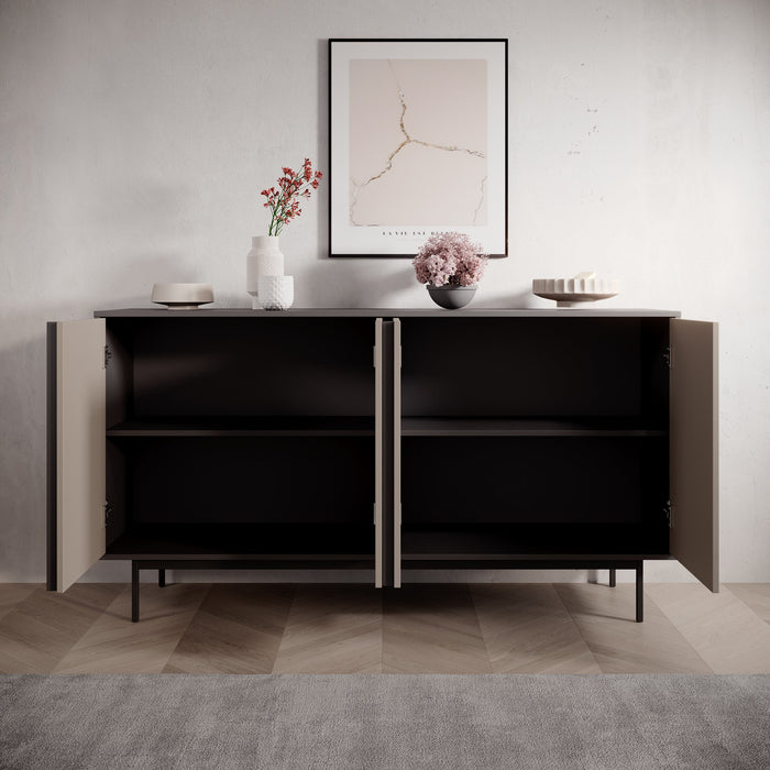 Meubella - Antigo - Dressoir - Beige|Antraciet - 163x43x87 cm