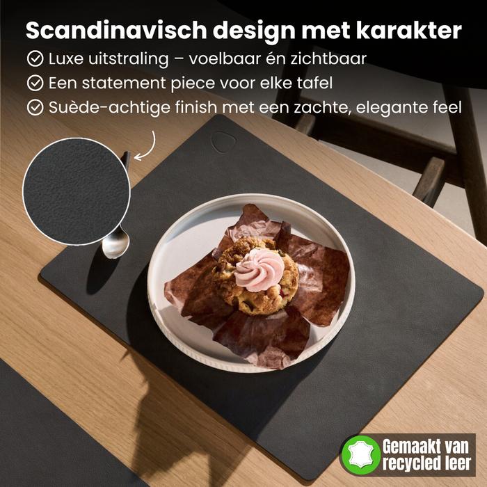 LIND DNA Placemats Nupo - Leer - Truffle - 45 x 35 cm - 2 Stuks